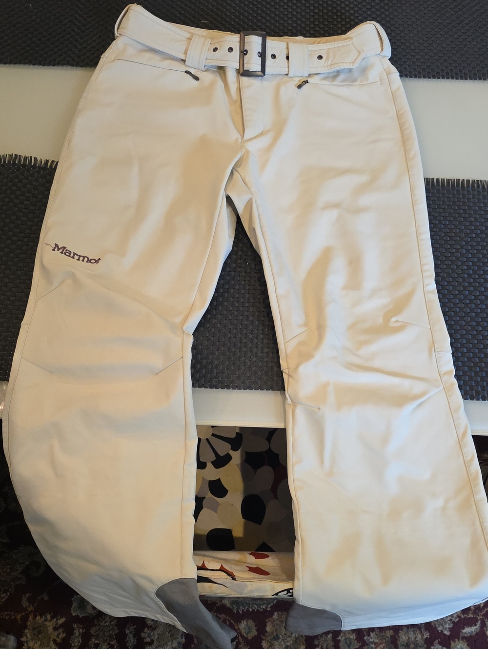 Marmot Women's Cream Snow Pants with Integrated Belt